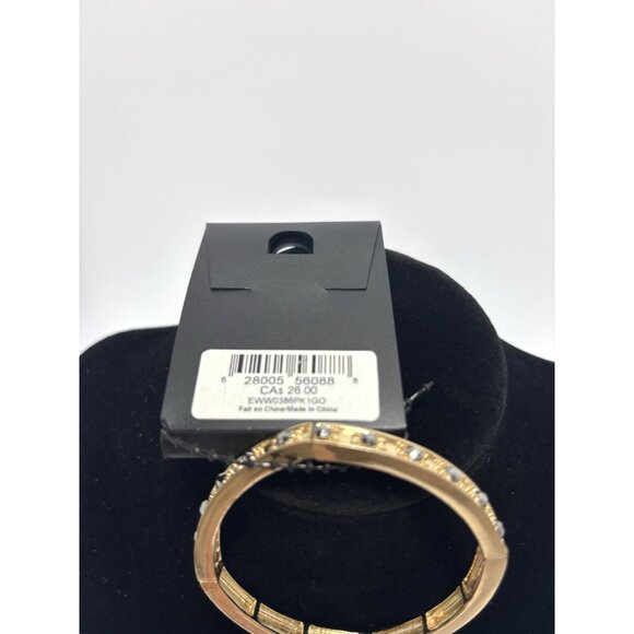 Expression Stretchy Bracelet Gold Tone Faux Jewels Fashion Jewelry NEW - Picture 4 of 6